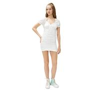 Koton Women's Puff Sleeve Tie Detail Mini Dress, Ecru (010), M