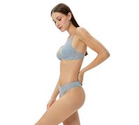 Koton Women's Regular Waist Lacy Brazilian Panties Briefs, BLUE(642),