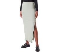 Koton Women's Regular Waist Viscose Mix Ribbed Midi Slit Skirt, Khaki(876), S