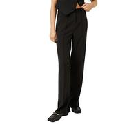 Koton Women's Ribbed High Rise Wide Leg Trousers Pants, Black (999), 10