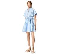 Koton Women's Short Sleeve Classic Neck Button Detail Shirt Dress, Blue (612), 8