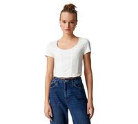 Koton Women's Short Sleeve Cotton Round Neck Crop T-Shirt, Ecru (010), Large