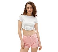 Koton Women's Short Sleeve Crew Neck Shirred Crop T-Shirt, Ecru (010), S