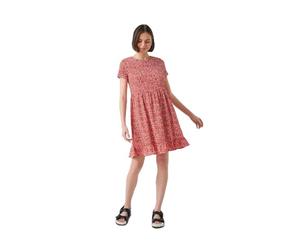 Koton Women's Short Sleeve Patterned Frill Dress, Red Design (01d), S