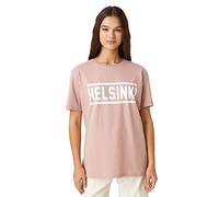 Koton Women's Short Sleeve T-Shirt Crew Neck Printed, Pink (250), XL