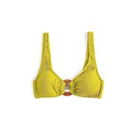 Koton Women's Strappy Padded Acessory Detail Bikini Top Swim Trunks, Green (970),