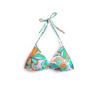 Koton Women's Triangle Bikini top, Floral Halter Neck, Padded Swim Trunks, Multicolour (Mix), 12