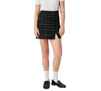 Koton Women's Tweed Mini Skirt Slit Detail Skirt, Black Check (9C9),