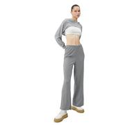 Koton Women's Wide Leg Trousers Relax Cut Elastic Waistband Ribbed Shorts, Dark Grey Melange(KGM),