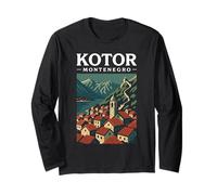 Kotor Montenegro Fortress Travel Vintage Fjord Adriatic Town Long Sleeve T-Shirt