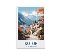 Kotor Montenegro Tree Vintage Travel Poster Landscape 08x12inch(20x30cm) Canvas Wall Art Posters for Living Room Decor Paintings for Home Decor