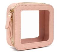 KOTORA Clear Makeup Bags TSA Approved Toiletry Bag with Handle Large Opening, Clear Toiletry Bags for Carry-on Traveling Travel Car Essentials Orangizer Storage, Clear Cosmetic Bag, Pink, Mini, Travel