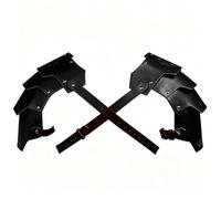 KOTORA Double Pauldron Shoulder Armor Medieval Vintage Leather Shoulder Guards for LARP Cosplay Ren Faire & Knight Mercenary Costume (Black)
