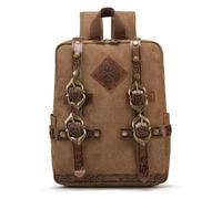 KOTORA Medieval Viking Rune Canvas Backpack, Renaissance Vintage Backpack LARP Ren Faire Cosplay Laptop Backpack, Brown a, One Size, Medieval Viking Renaissance Vintage
