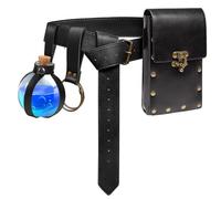 KOTORA Ren Faire Costume Accessories Medieval Belt Pouch Coin Purse Skirt Hike Sets Festival Halloween Casual Fanny Pack Waist Bag (3-Black)
