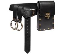 KOTORA Ren Faire Costume Accessories Medieval Belt Pouch Coin Purse Skirt Hike Sets Festival Halloween Casual Fanny Pack Waist Bag, 1-Black, Standard, Renaissance Costume Sets