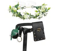 KOTORA Renaissance Accessories Medieval Belt Pouch Coin Phone Purse Headpiece Ren Faire Halloween Cosplay Set Costume Props (Black)