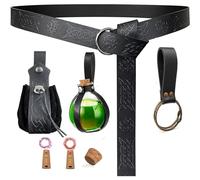 KOTORA Renaissance Costume Accessory Belt Pouch Purse Potion Bottle Belt Waist Set Retro Medieval Festival Ren Faire, Pattern-black, Default