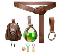 KOTORA Renaissance Costume Accessory Belt Pouch Purse Potion Bottle Belt Waist Set Retro Medieval Festival Ren Faire, S-brown, Default