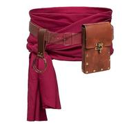 KOTORA Renaissance Costume Pirate Sash Corset Waistband Belt Pouch Purse Skirt Hike Steampunk Medieval Halloween Sets, 1-brown, One size