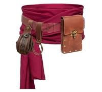 KOTORA Renaissance Costume Pirate Sash Corset Waistband Belt Pouch Purse Skirt Hike Steampunk Medieval Halloween Sets, 2-brown, One size