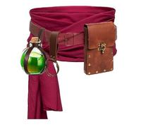 KOTORA Renaissance Costume Pirate Sash Corset Waistband Belt Pouch Purse Skirt Hike Steampunk Medieval Halloween Sets, 3-brown, Adult