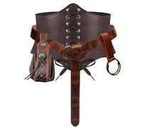 KOTORA Renaissance Costume Sets Corset Waistband Belt Pouch Coin Purse Skirt Hike Medieval Belt Festival Halloween Cosplay, Brown, L/Waist 32"-43"