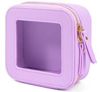 KOTORA Small Makeup Bag for Purse Cute Travel Makeup Bag Clear Cosmetic Bag with Zipper, Car Make Up Bag Organizer Storage Traveling Car Accessories Travel Essentials for Women, Mini Purple, Clear