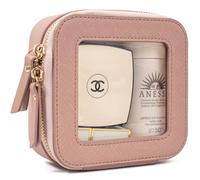 KOTORA Small Makeup Bag for Purse Cute Travel Makeup Bag Clear Cosmetic Bag with Zipper, Car Make Up Bag Organizer Storage Traveling Car Accessories Travel Essentials for Women, Mini Nude Pink, Clear