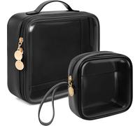 KOTORA TSA Approved Toiletry Bag with Mini Clear Makeup Bag Comestic Bag Make up Bag Car Accessories for Women Her, A-Clear Black, Clear