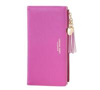 KOTORA Womens Slim Wallet Girls Thin Wallets Pretty Mini Long Card Holder Small Tiny Clutch Zip Purse Love Pendant Tassels Billfold, Moth Orchid, Minimalist