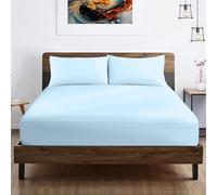 Kotton Culture 600 Thread Count EGYPTIAN COTTON Double Size Fitted Sheet, 38 CM Deep Pocket, Soft Luxurious 100% cotton Bedding, 140 x 190 cm - Blue Sky