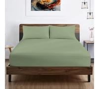 Kotton Culture 600 Thread Count EGYPTIAN COTTON Double Size Fitted Sheet, 38 CM Deep Pocket, Soft Luxurious 100% cotton Bedding, 140 x 190 cm - Sage Green