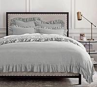 Kotton Culture Corner Frilled Duvet Cover Set with Zipper Closure & Corner Ties Soft 100% Egyptian Cotton 200 cm X 200 cm Quilt Cover with 2 (50 x 75 cm) pillowcases (Double, Silver)