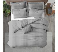Kotton Culture Duvet Cover Set Soft & Smooth 100% Cotton Quilt Cover 219 X 224 cm with 2 Matching Pillow shams 50 X 75 cm, Stripe SILVER KING
