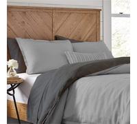 Kotton Culture Duvet Cover Set Soft & Smooth 100% Cotton Quilt Cover 219 X 224 cm with 2 Matching Pillow shams 50 X 75 cm, Reversible GREY & SILVER KING
