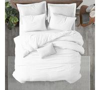 Kotton Culture Duvet Cover Set Soft & Smooth 100% Cotton Quilt Cover 219 X 260 cm with 2 Matching Pillow shams 50 X 90 cm, STRIPE WHITE SUPER KING