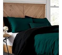 Kotton Culture Duvet Cover Set Soft & Smooth 100% Cotton Quilt Cover 219 X 260 cm with 2 Matching Pillow shams 50 X 90 cm, Reversible BLACK & TEAL SUPER KING