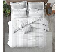 Kotton Culture Duvet Cover Set Soft & Smooth 100% Cotton Quilt Cover 233 X 289 cm with 2 Matching Pillow shams 50 X 90 cm, Stripe White EMPEROR