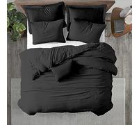 Kotton Culture Single Duvet Bedding Set Reversible Quilt Cover 100% Egyptian Cotton Premium Covers for Duvet 600 Thread Count Luxurious Bedding (Black & Teal, 140cm x 200cm)