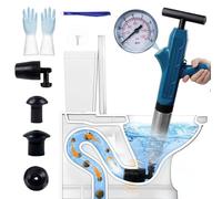 Kottwca Toilet Plunger, Blue High Pressure Toilet Toilet Unblocker, Plunger Toilet Unblocker Set with 4 Interchangeable Heads, Toilet Unblocker Tools for Unclogging Toilets, Drains, Sinks, Bathtubs