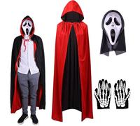 kotwoel Halloween Vampire Cloak Capes,Unisex Reversible Hooded Vampire Witch Capes Halloween double-sided cape (with mask and gloves) for adults and children (Adult clothing 150cm)