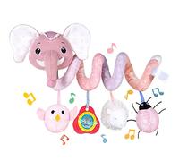 Koty Spiral Pram Toys for Babies, Pushchair Stroller Car Seat Cot Crib Toys for Baby Boys Girls 0 3 6 9 12 Months, Plush Activity Rattle Hanging Toy Sensory Gift for Newborn Infant (Pink Elaphant)