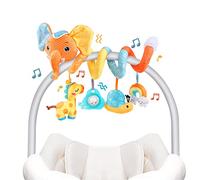 Koty Spiral Pram Toys for Babies, Pushchair Stroller Car Seat Cot Crib Toys for Baby Boys Girls 0 3 6 9 12 Months, Plush Activity Rattle Hanging Toy Sensory Gift for Newborn Infant (Orange Elaphant)
