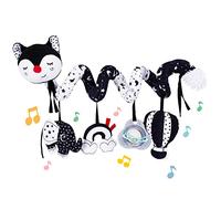 Koty Spiral Pram Toys for Babies, Pushchair Stroller Car Seat Cot Crib Toys for Baby Boys Girls 0 3 6 9 12 Months, Plush Activity Rattle Hanging Toy Sensory Gift for Newborn Infant (Black Fox)