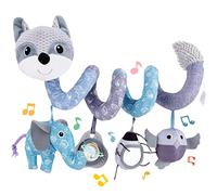 Koty Spiral Pram Toys for Babies, Pushchair Stroller Car Seat Cot Crib Toys for Baby Boys Girls 0 3 6 9 12 Months, Plush Activity Rattle Hanging Toy Sensory Gift for Newborn Infant (Gray Fox)