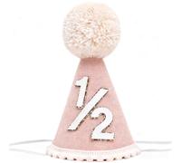 Kouamor 1/2 Birthday Hat, Half Birthday Decorations, Half Birthday Hat, Sweet 1/2 Birthday Cone Hat, with Elastic Band, 4 Colors for Boys Girls (D)