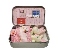 Kouamor 2 Pcs Bunnies in Tin Box, Bunny Stuffing Doll Toy, Easter Pocket Hug Bunny Plush Toys, Cute Bunny Easter Gift Ornaments Gift for Kids Friend (pink)