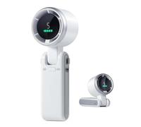 Kouamor 3 in 1 Hand Folding Turbine Fan, 5 Speeds Portable Handheld Turbine Fan, Led Display & Battery Remind, 180° Adjustable Rechargeable Neck Fans, for Travel Indoor Outdoor Home Office (white)