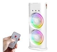 Kouamor 37cm Desk Fan, Dual Fans, LED Table Fan, Portable USB Tower Fan with Handle, Desktop Cooling Fans with Remote, 3 Speeds & Sprays, 600ml Water Tank, 7 Colors Light, for Office Room Home Travel